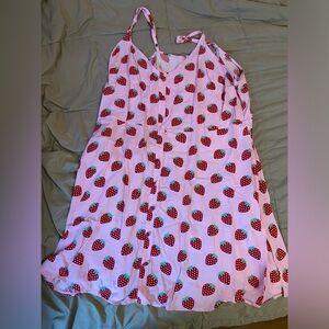 Hot topic pink strawberry button up dress plus size 3